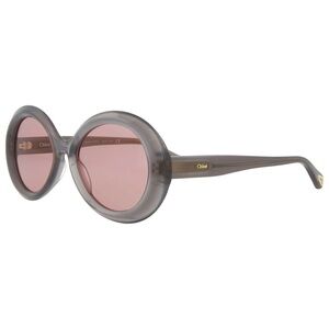 CHLOE ROUND OVAL GREY RED SUNGLASSES
